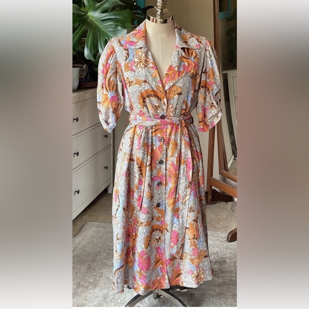 INC International Concepts Floral Midi Dress in Pink, Orange, Cream